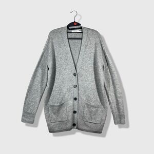 Coach 1941 Cardigan Sweater Womens S Gray Wool Cashmere Blend Luxe Minimalist
